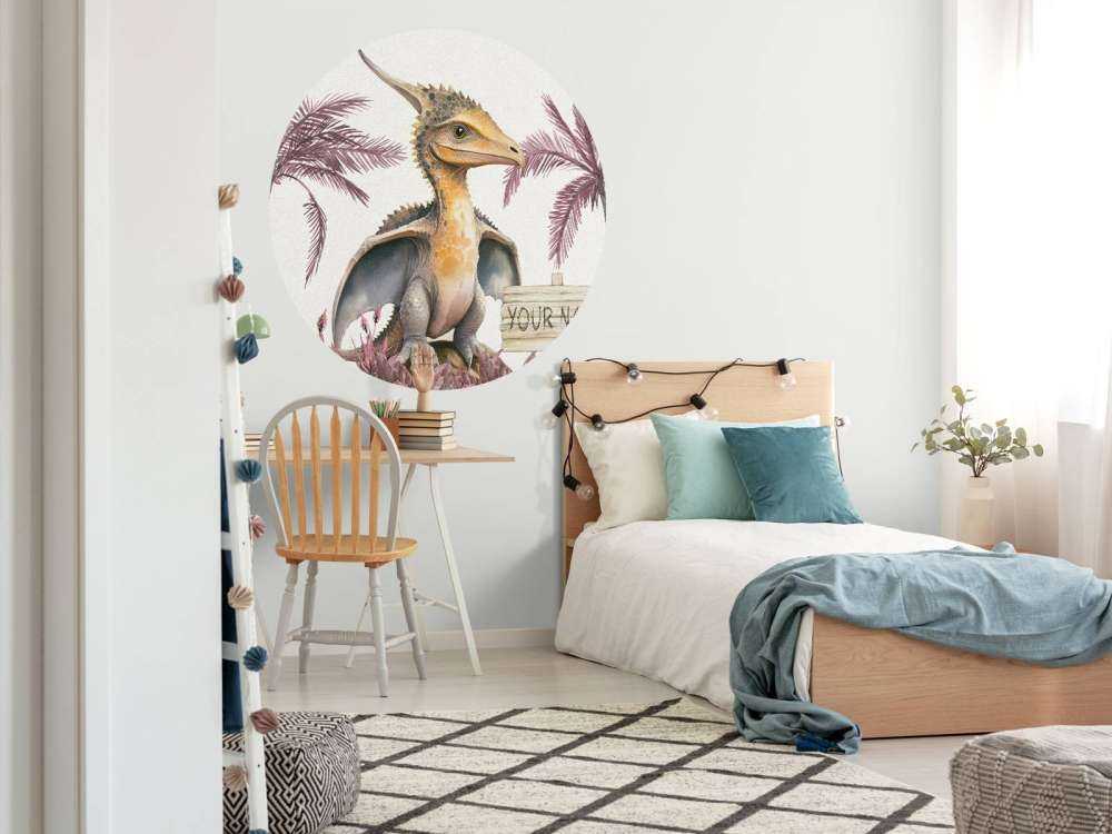 Baby pteranodon nella giungla rosa