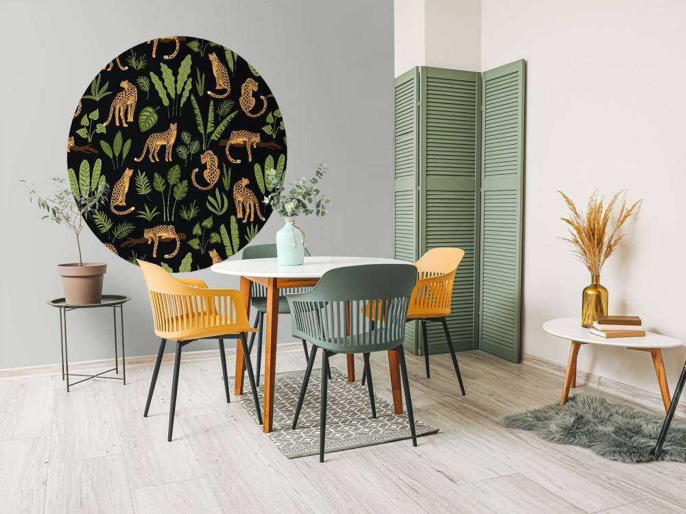 Motivo leopardo su sfondo nero