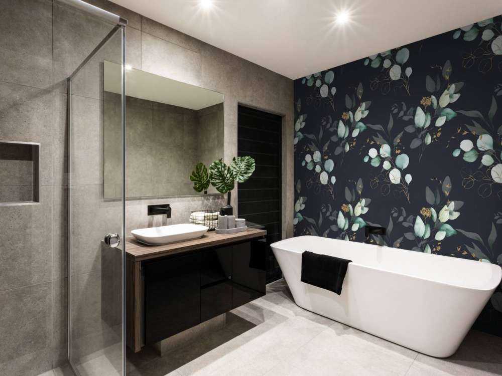 Foglie blu scuro con oro