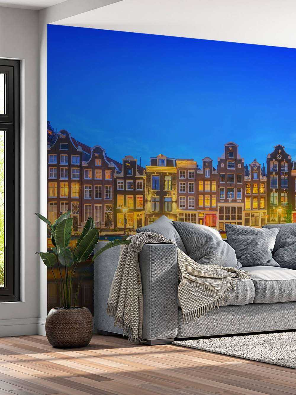 Canale di Amsterdam di notte