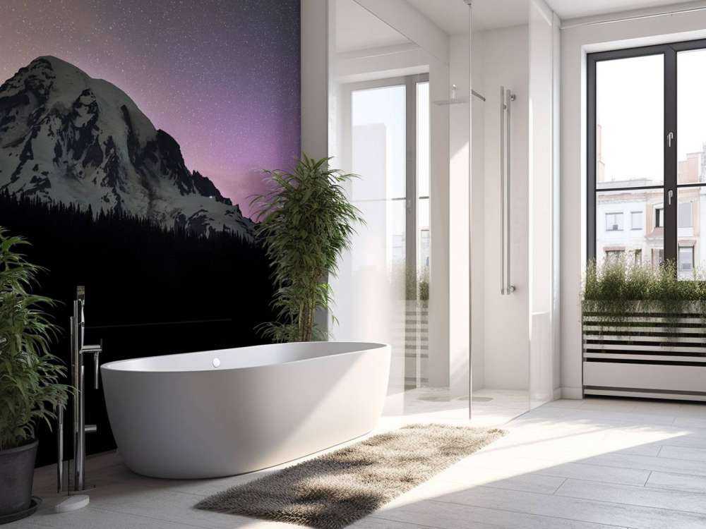 Monte Rainier con l'aurora boreale