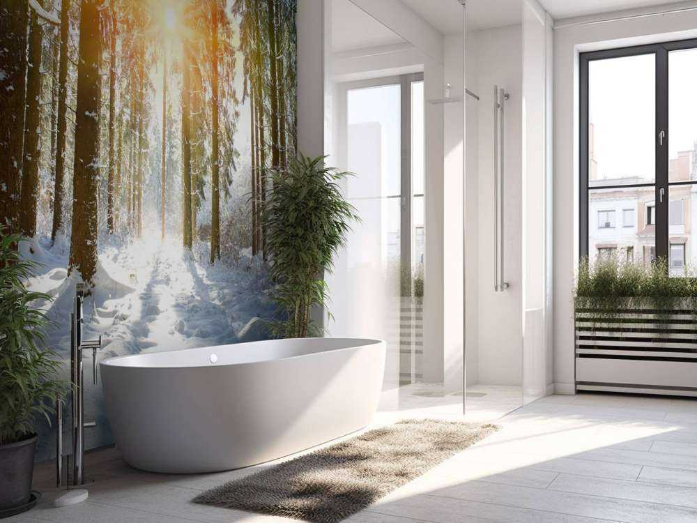 Luce del sole nella foresta d'inverno