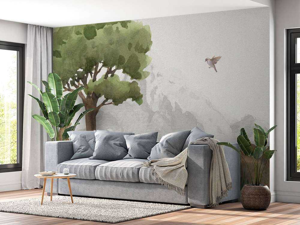 Animali della foresta vicino a una montagna