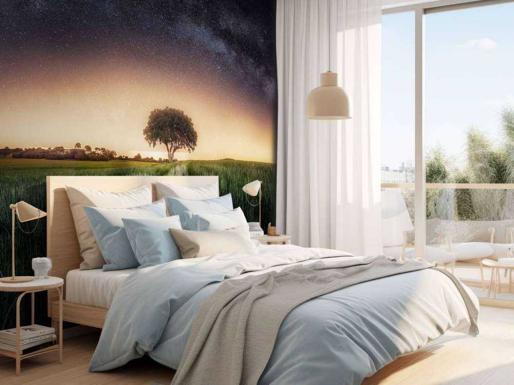 Milky way over lonely tree