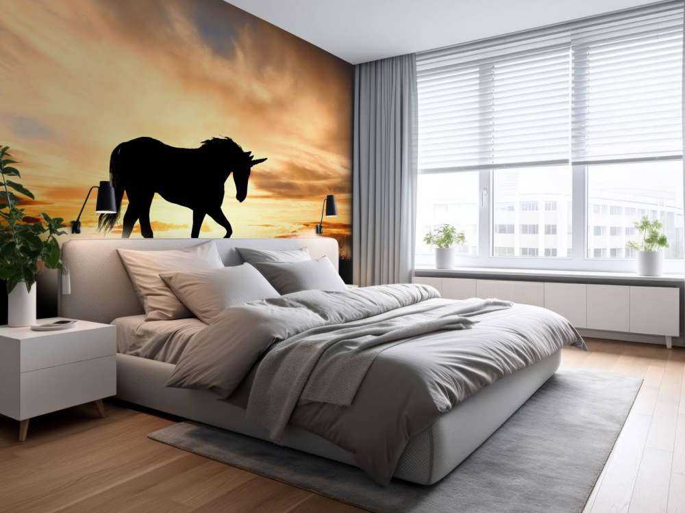 Sagoma di unicorno al tramonto