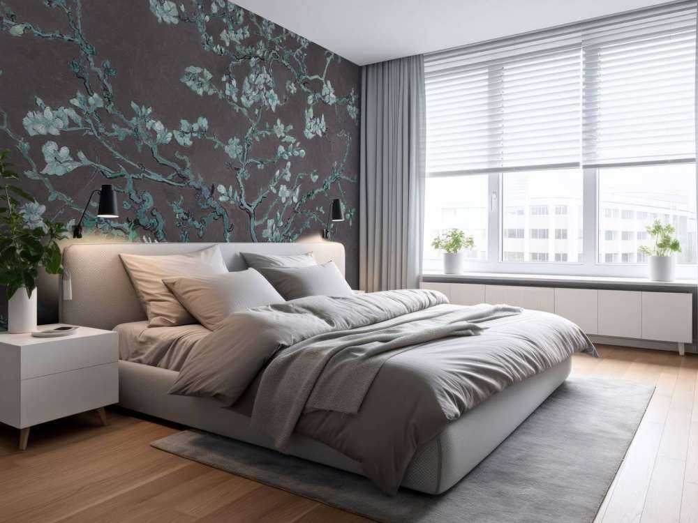 Fiori di mandorlo con sfumature blu