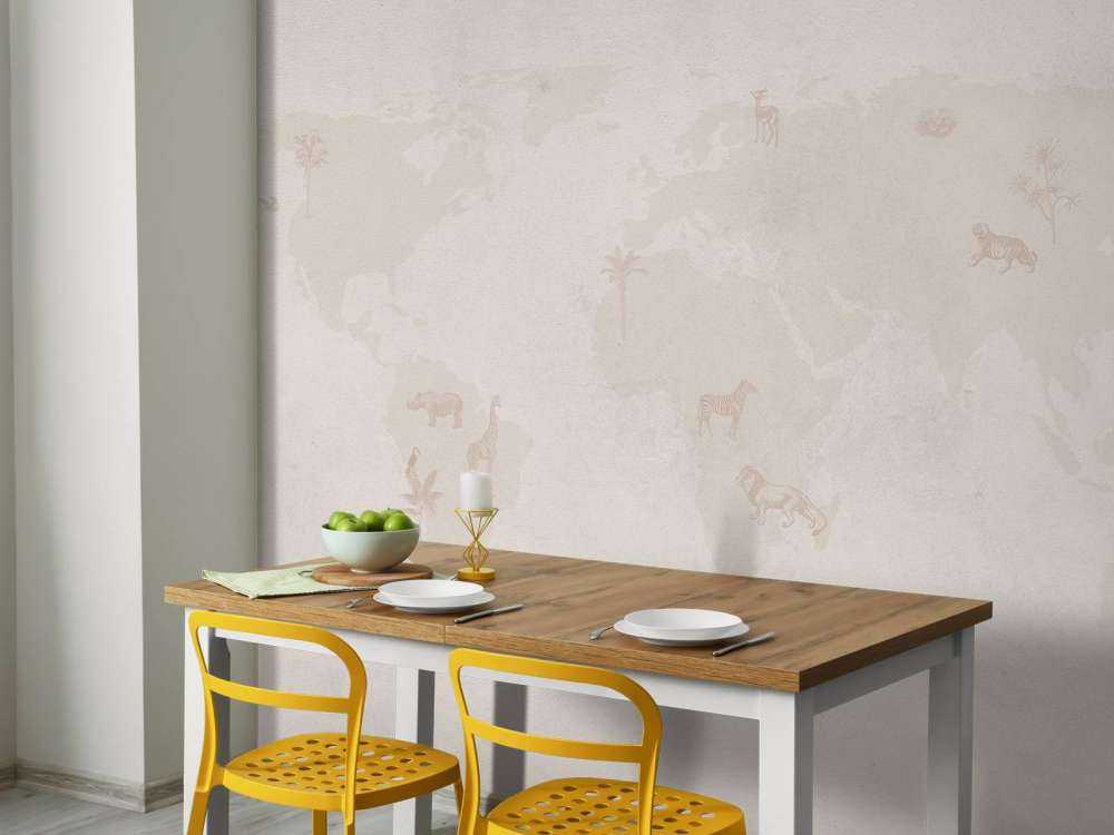 Mappa del mondo a schizzo color tortora