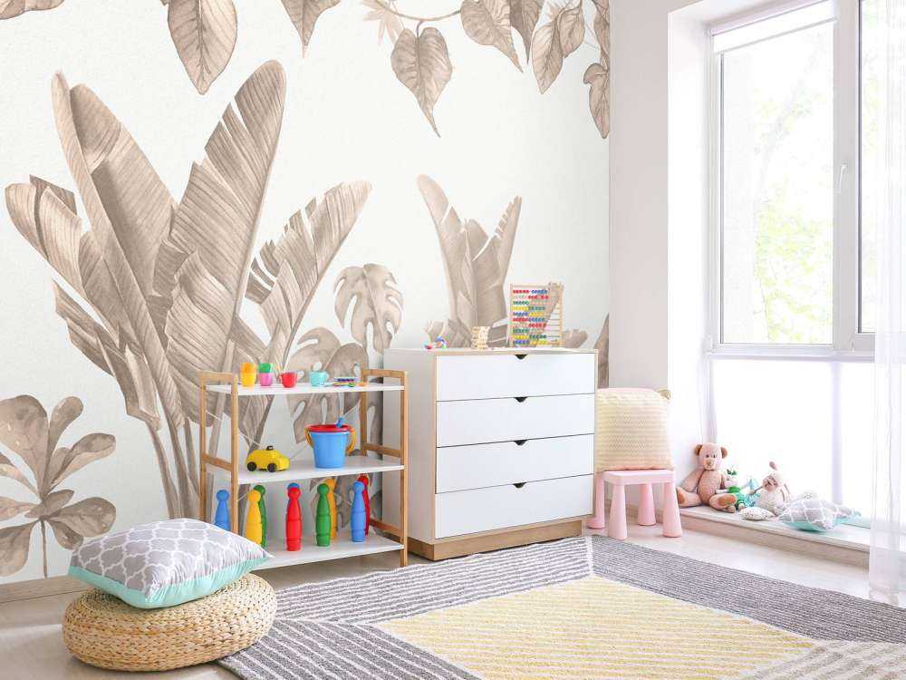 Foglie di giungla in taupe