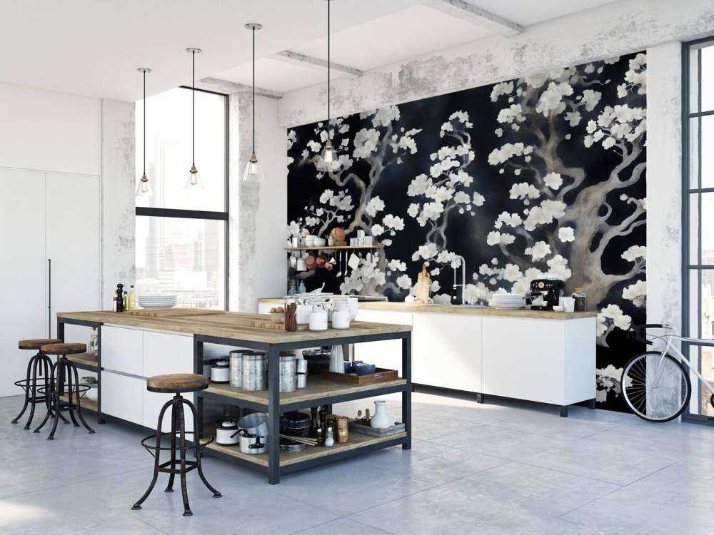 Meravigliosa foresta in fiore - nera