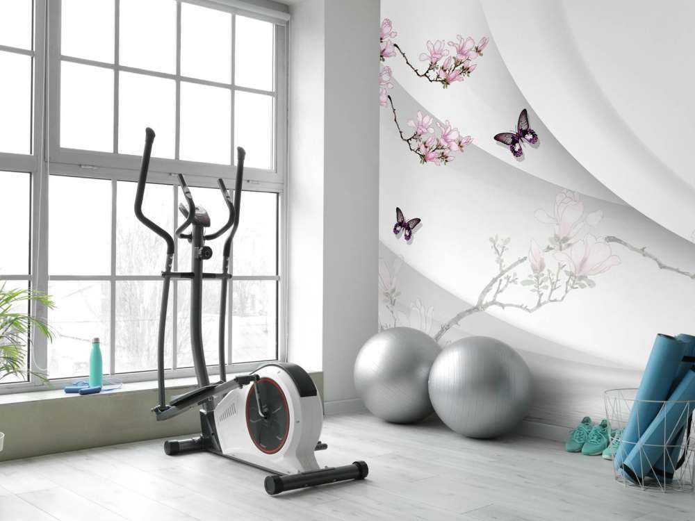 Fondo blanco 3D con flor decorativa