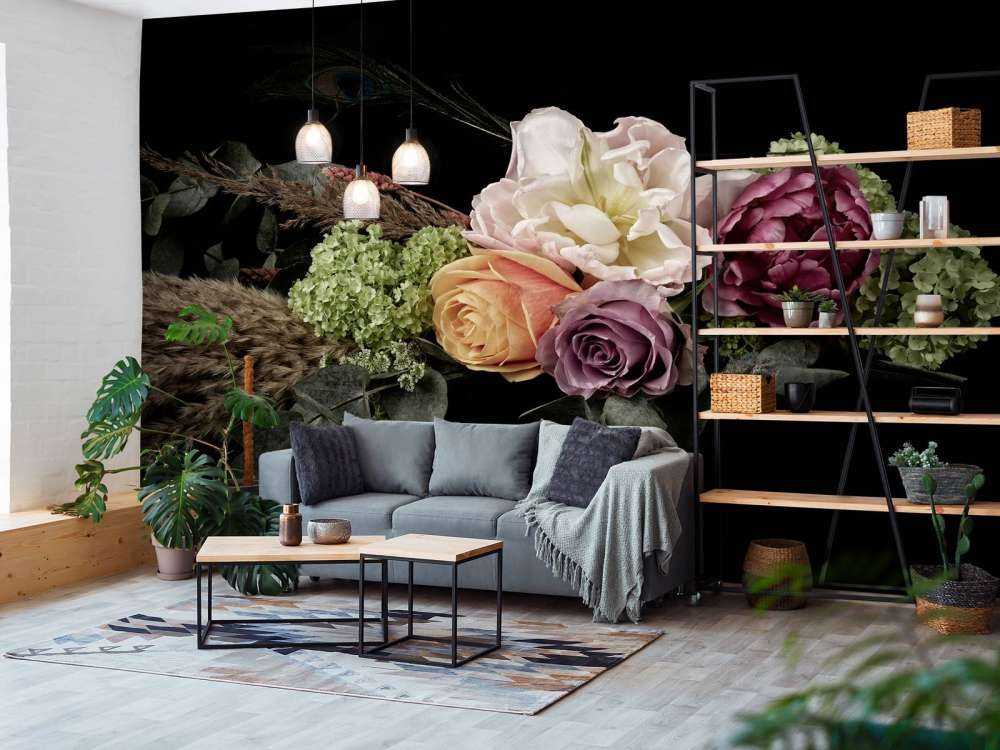 Bouquet di fiori di piume di pavone