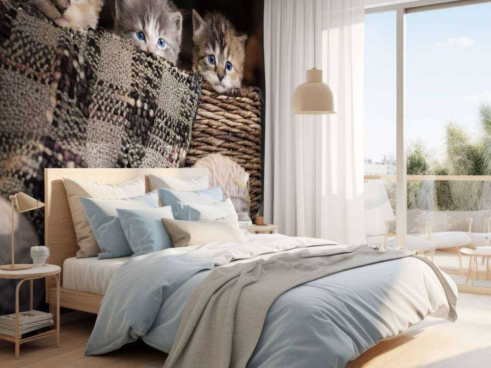 Tre gattini in un cestino