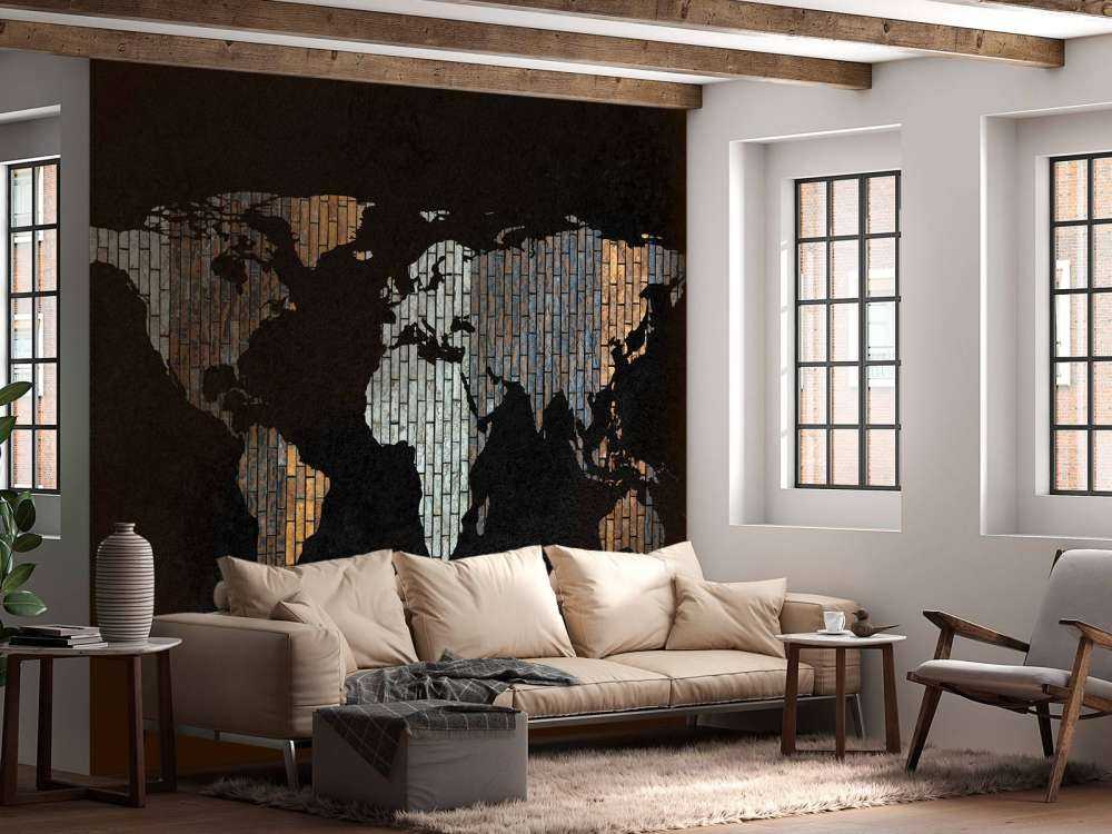 Mappa del mondo con mattoni verticali