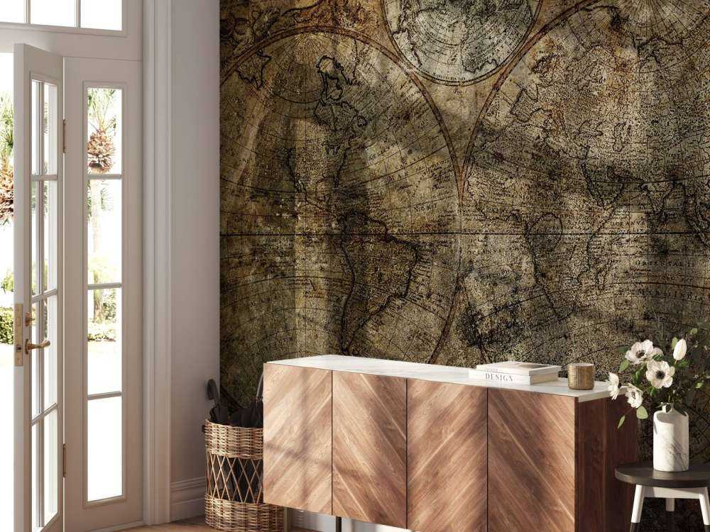 Vecchia mappa del mondo bruciata