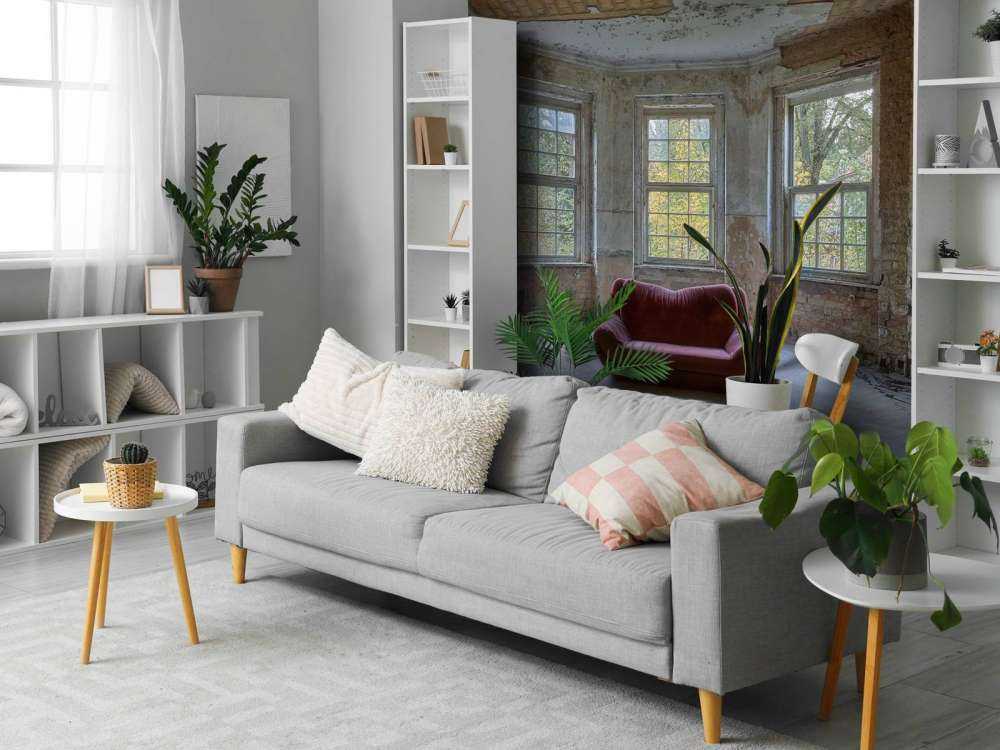 Panchina in una stanza abbandonata