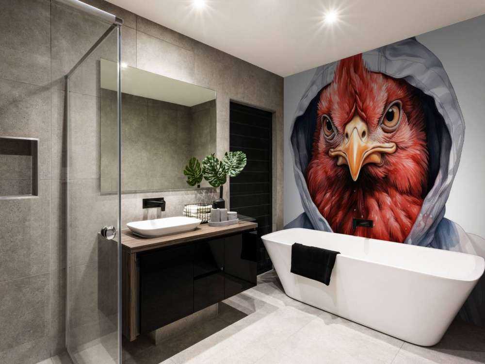 Cartone animato di pollo ad acquerello con felpa con cappuccio