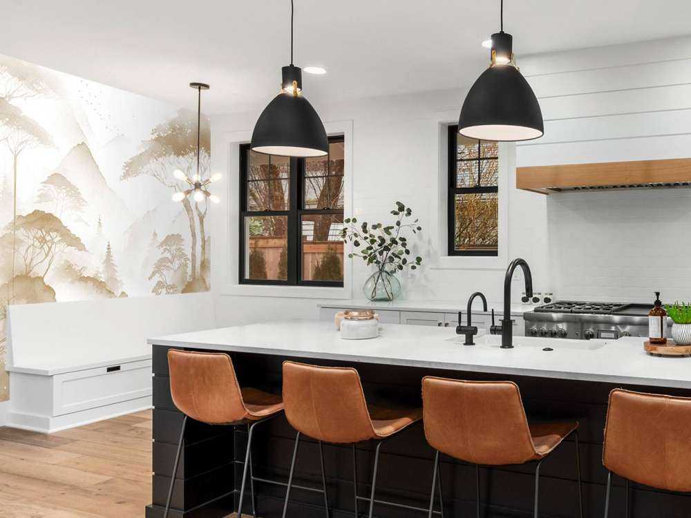 Lago di Montagna in Inchiostro Nebbioso, taupe