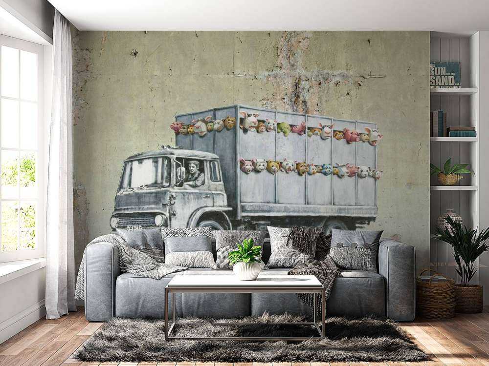 Banksy - Meat truck, raw concrete