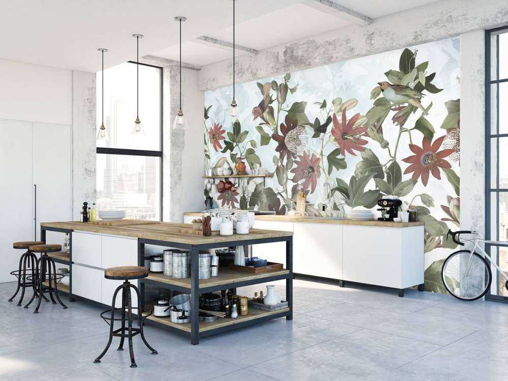 Sette Uccelli in Foliaggio Incantato - Blu Chiaro