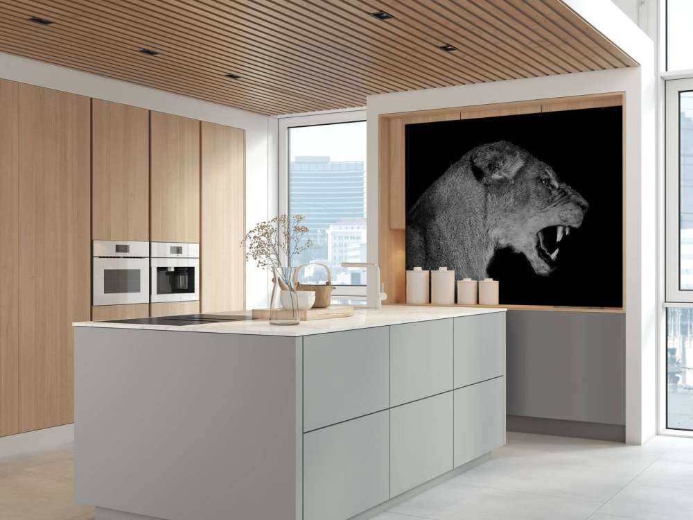 Vista laterale leonessa nera