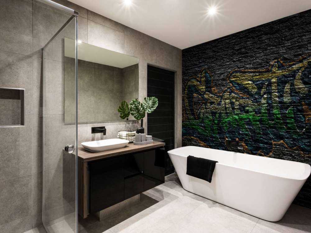 Graffiti su mattoni neri