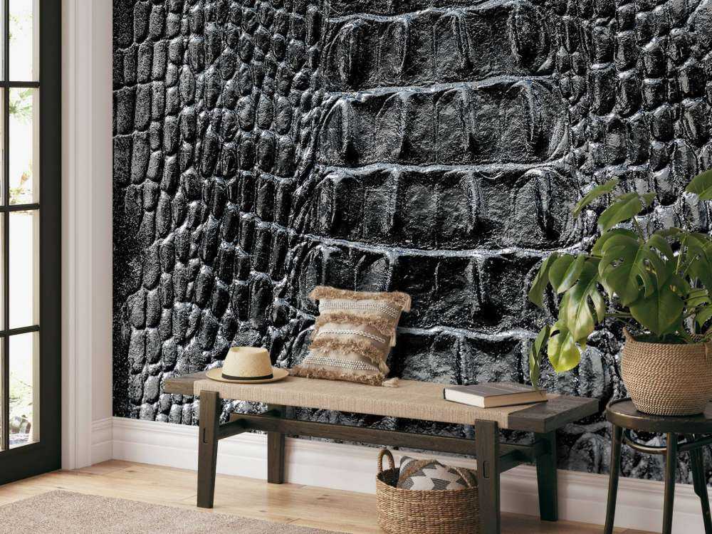 Pelle di coccodrillo in nero