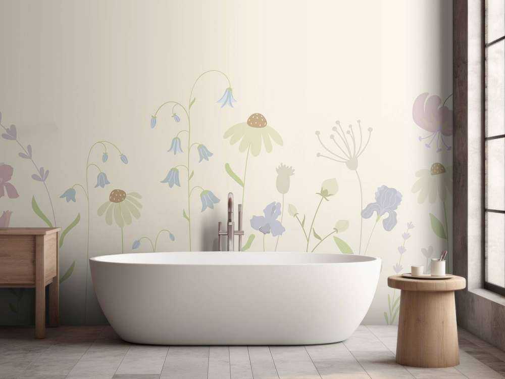 Campo di fiori alto sabbia, rosa antico, verde e lilla