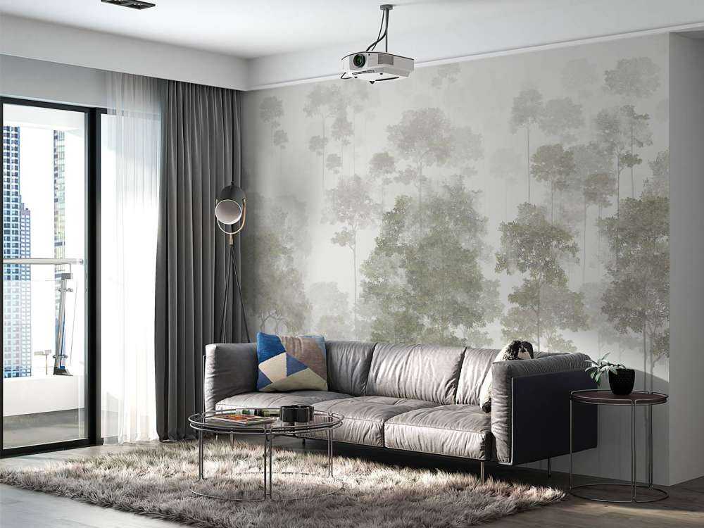 Foresta dipinta nella nebbia