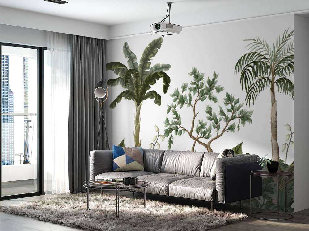 Paesaggio della giungla con palme