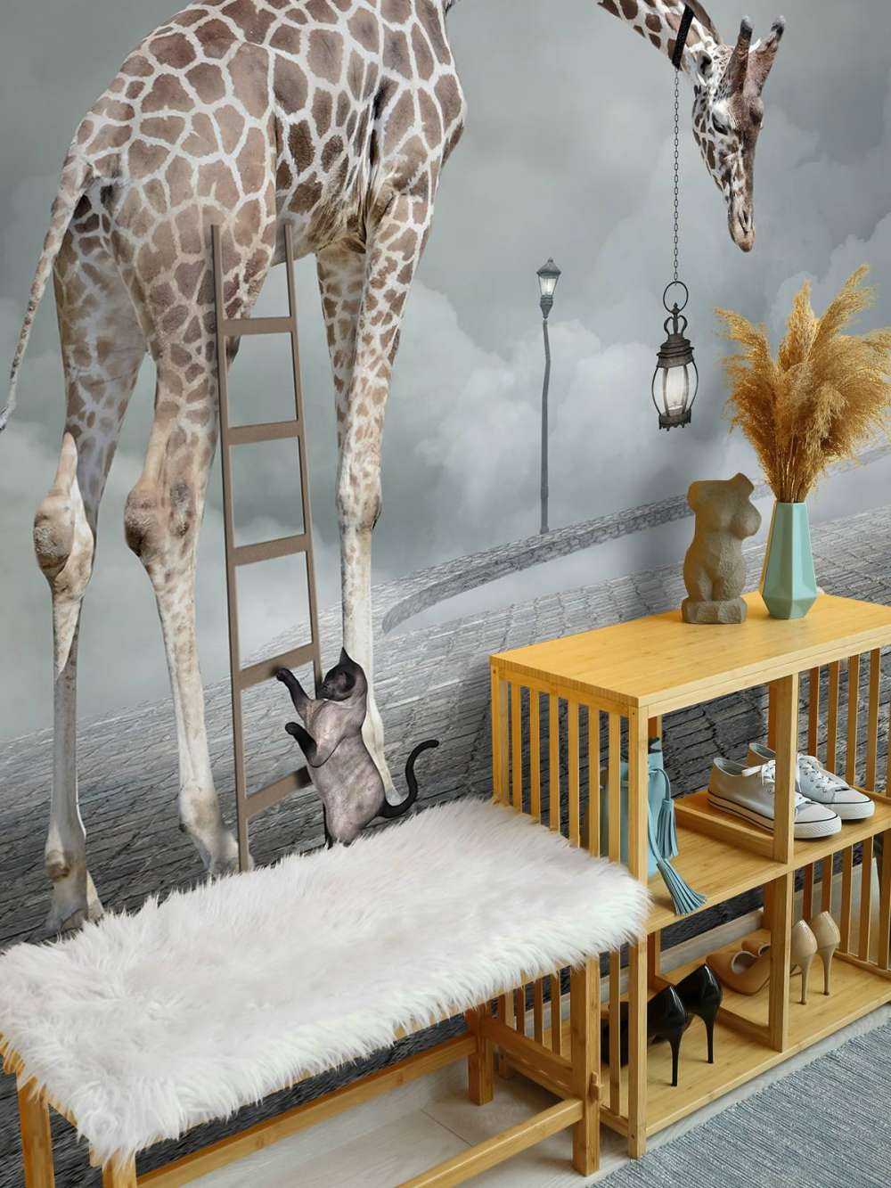 Paesaggio fantastico con animali