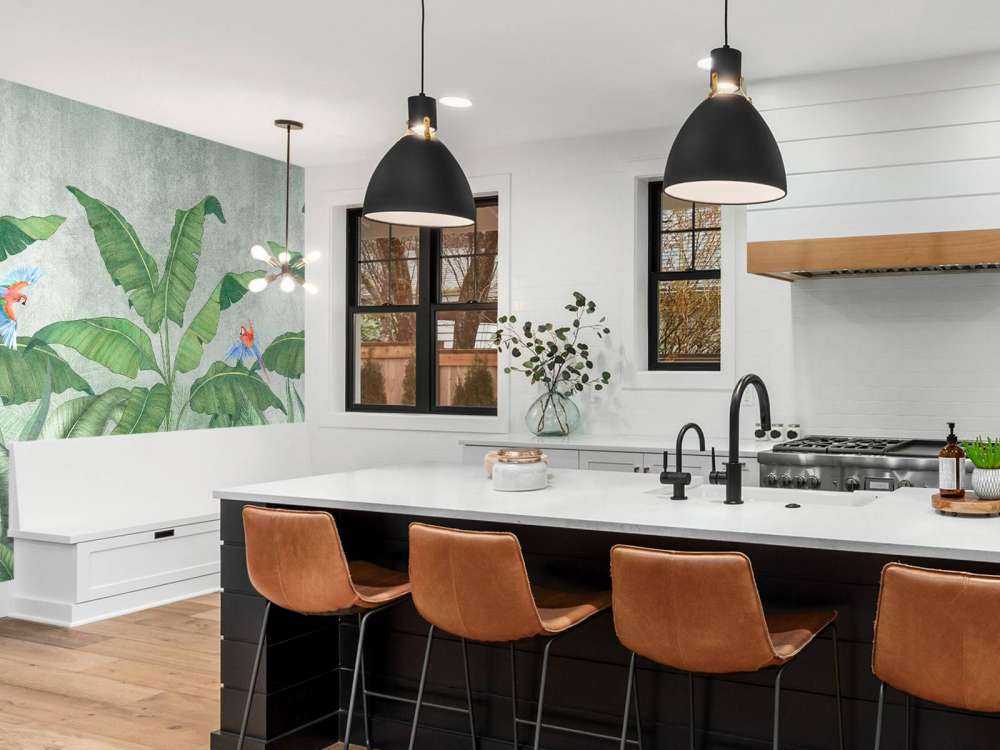 Foglie tropicali su cemento