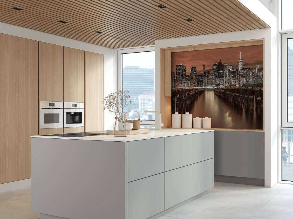 Skyline di Manhattan con i frangiflutti