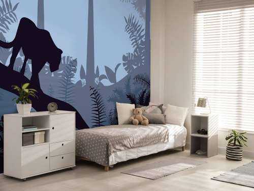 Leopardo in una giungla blu