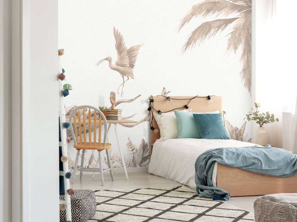 Ramo con animali della giungla in taupe