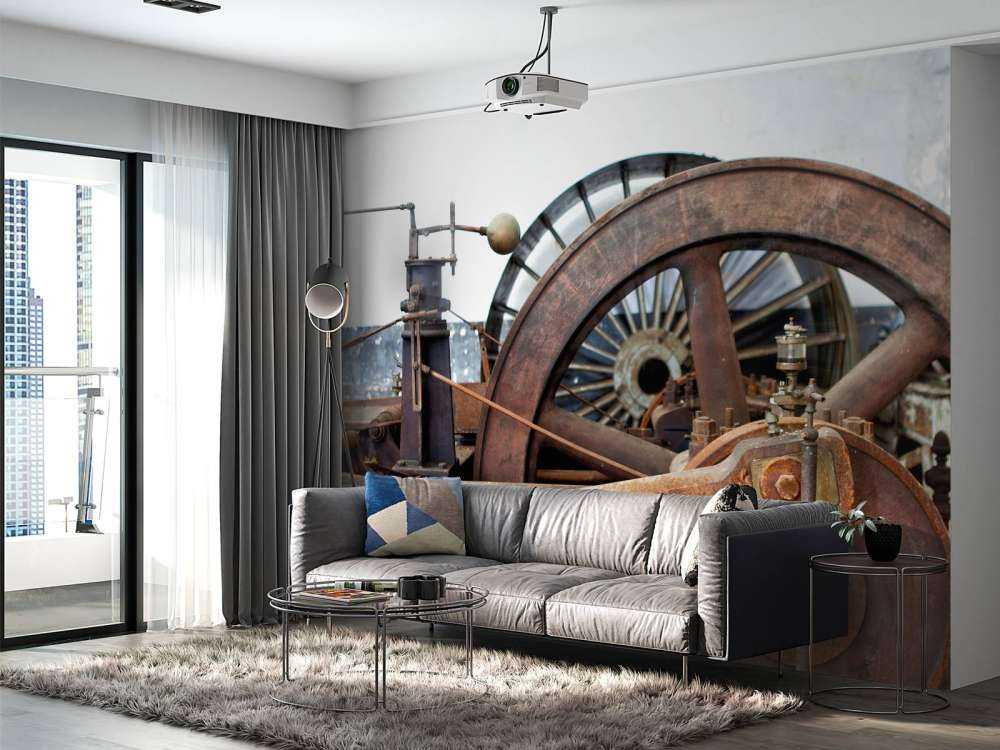 Parte della linea di trasmissione di un motore a vapore (B) 