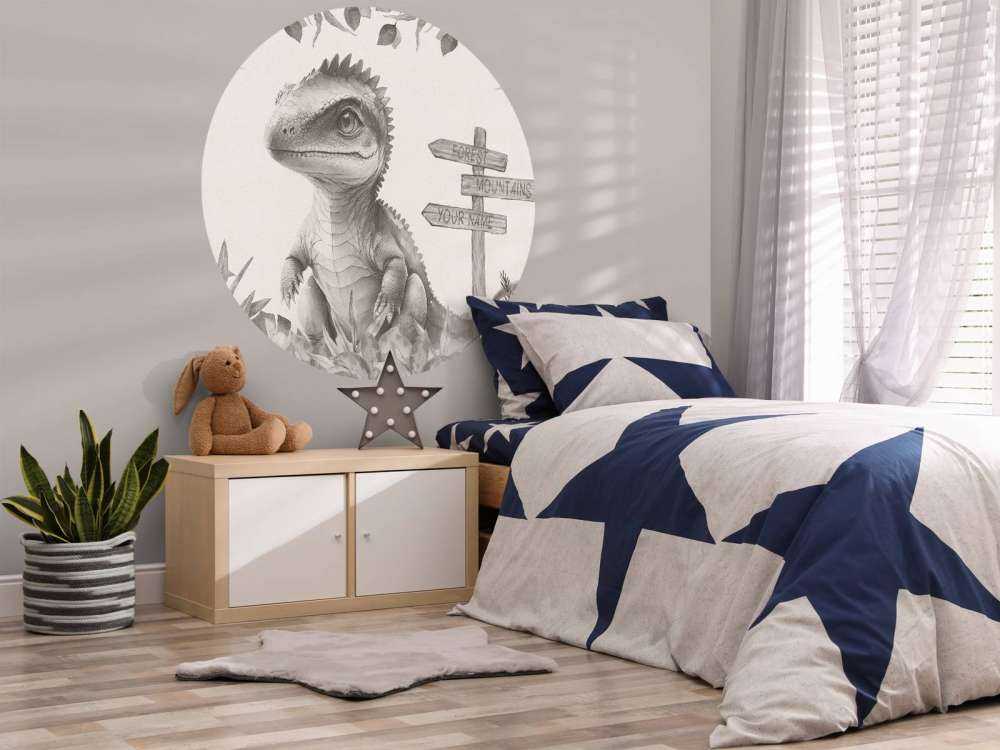 Baby spinosaurus nella giungla beige