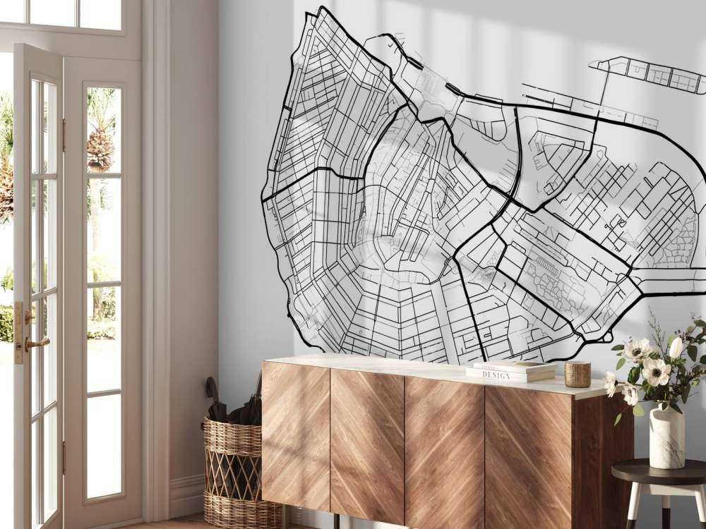 Mappa del centro di Amsterdam, bianco