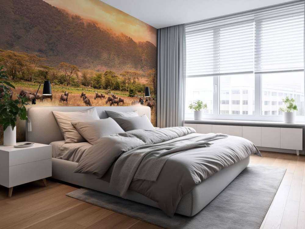 Savana paesaggio con zebre