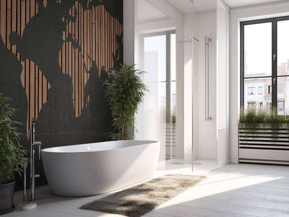 Mappa del mondo con tavole di legno