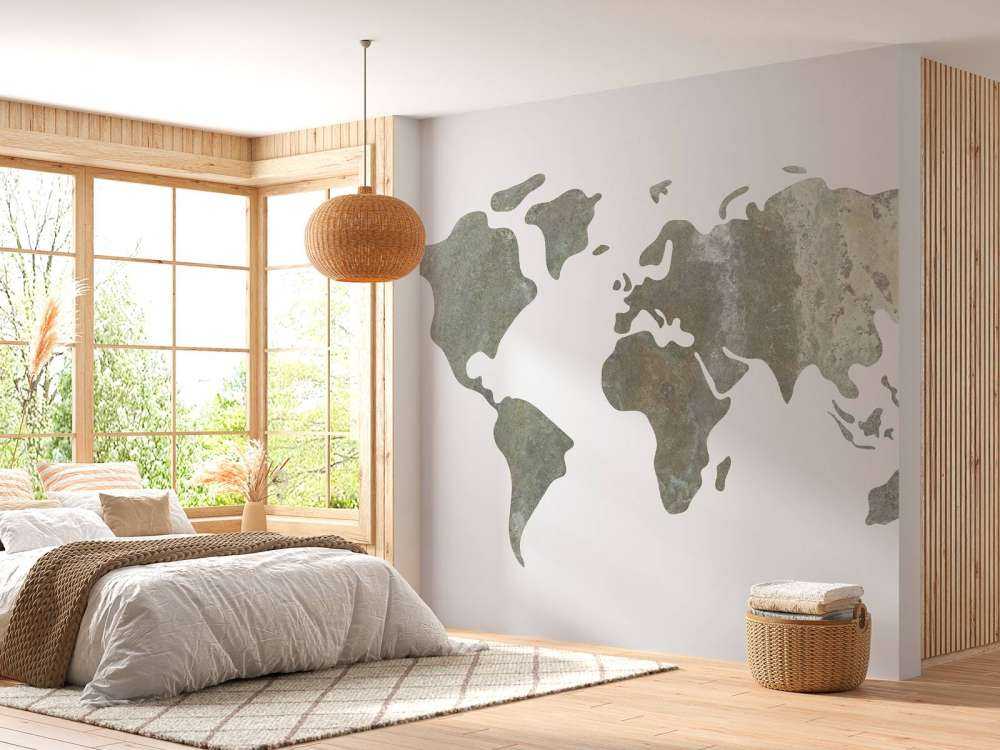 Mappa del mondo verde con struttura in metallo