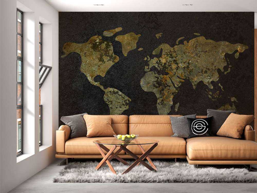 Mappa del mondo con texture verde oro