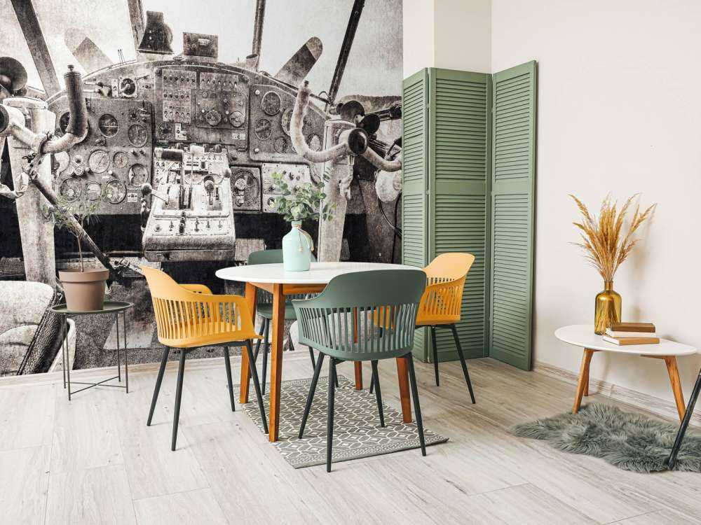 Cabina di pilotaggio di un aereo in seppia