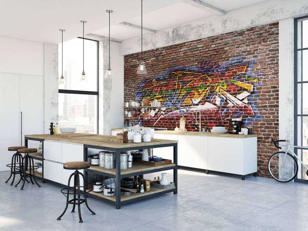 Graffiti su muro di mattoni