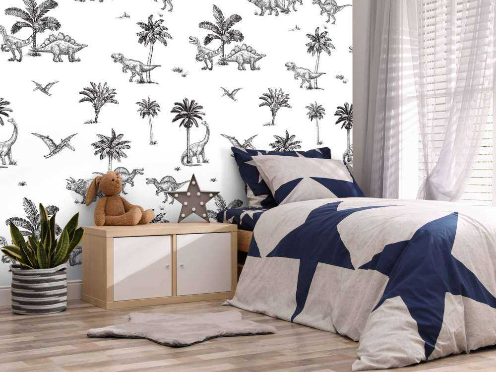 Disegno di dinosauri in bianco e nero