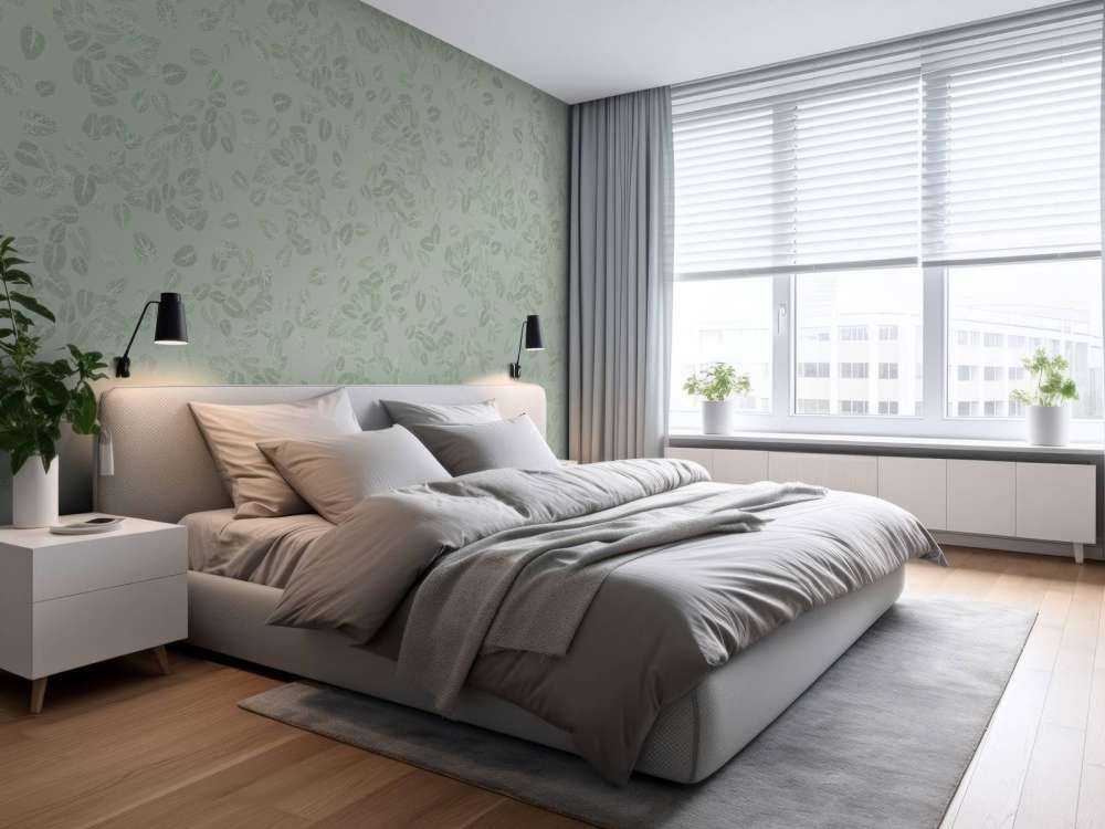 Foglie piccole su grigio verde