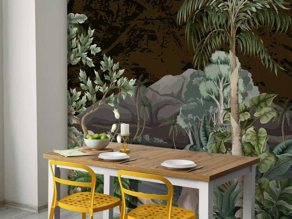 Paesaggio della giungla con fiume