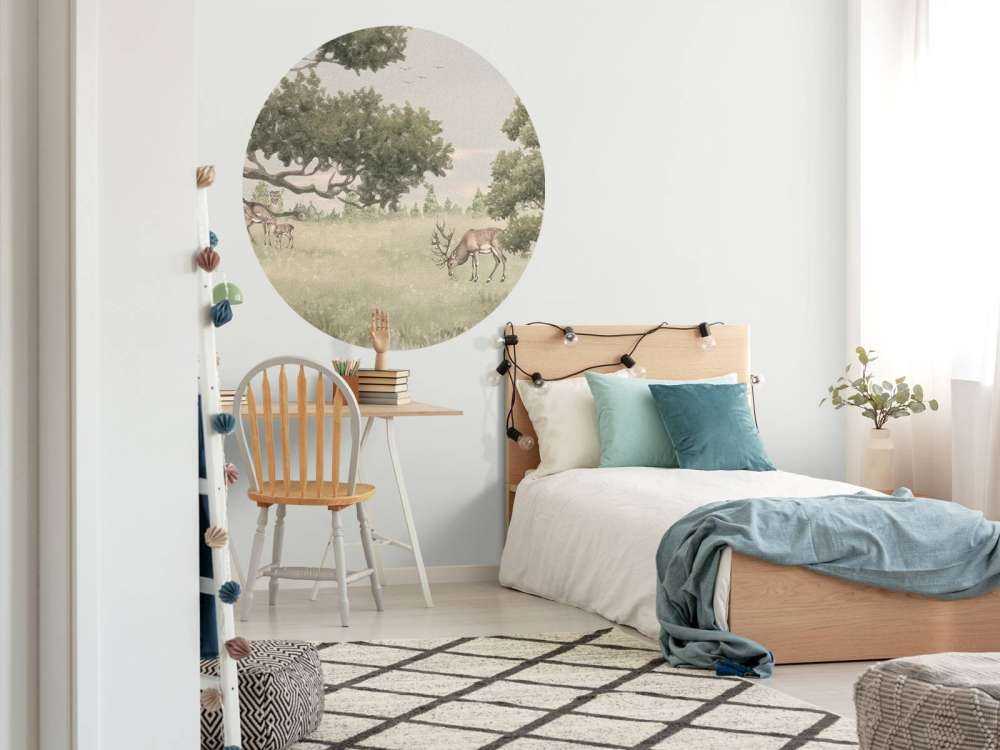 Paesaggio con animali in beige