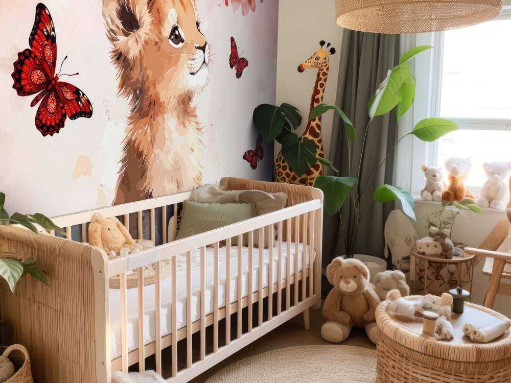 Dromerige leeuwenwelp en vlinders