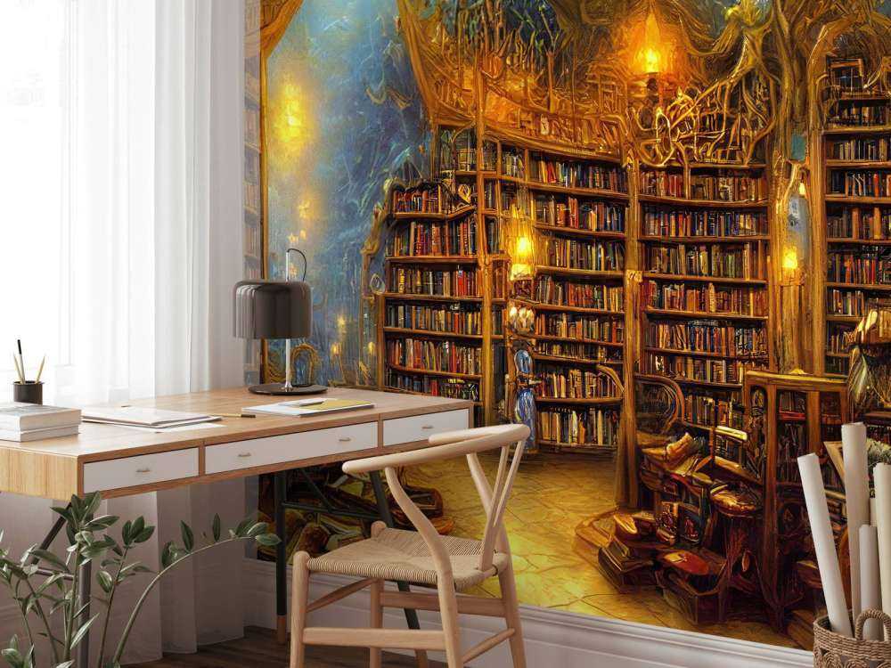 Biblioteca di fantasia illuminata