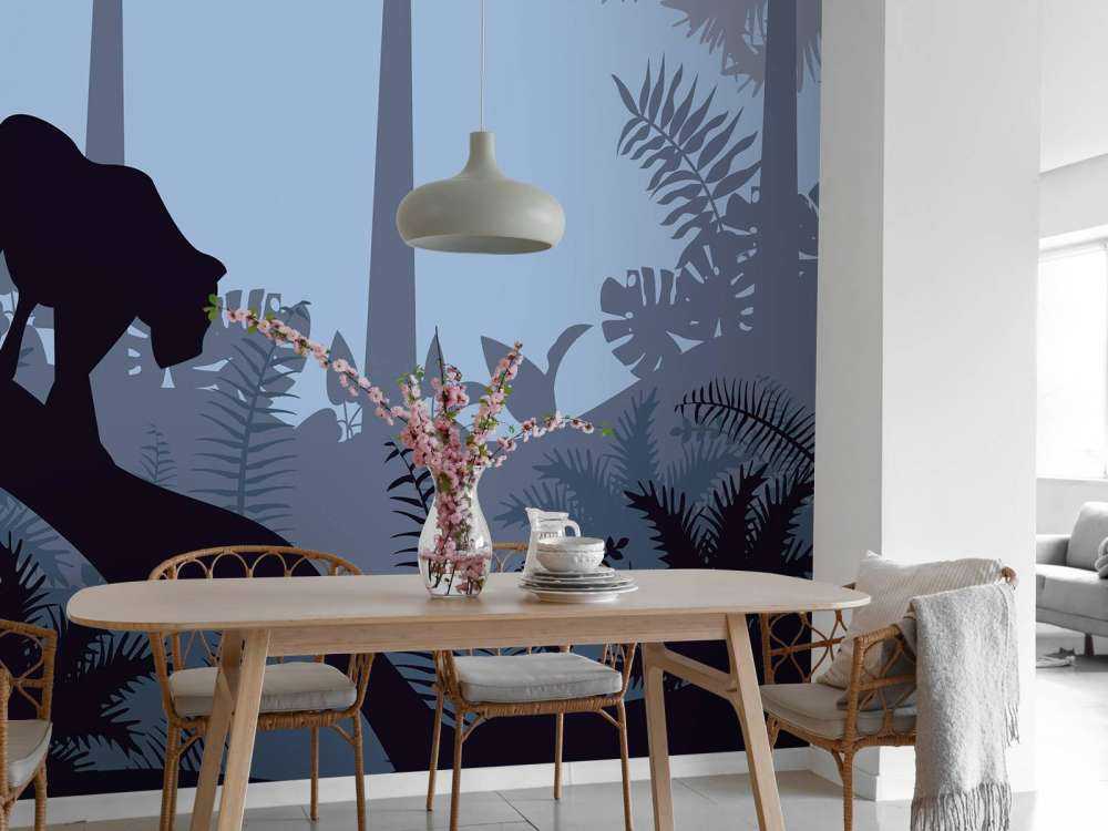 Leopardo in una giungla blu